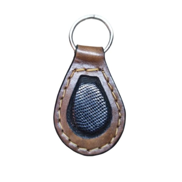 Terroir-Artisan l'atelier du Cuir porte-clés cuir goutte d'eau bleu